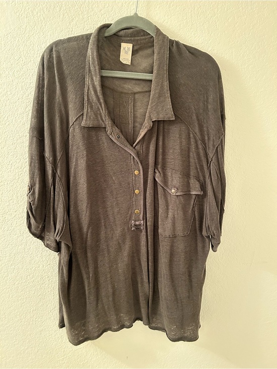 We The Free Tops - We The Free Washed Army Green Button-Front Pocket Top